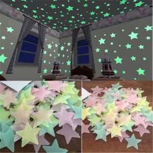 Pvc Stars Glow Stickers Luminous In Dark Night Fluorescent Wall Art 3D Home Decals For Kids Room Ceiling Switch Decoration 1