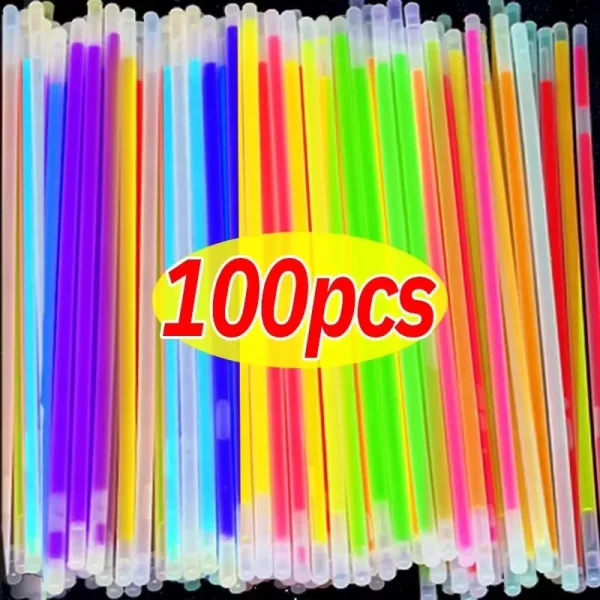 10/100Pcs Fluorescence Sticks Party Multicolor Glowing Stick Bright Colorful Light Bright Bendable Glow Bracelet Party Supplies 1