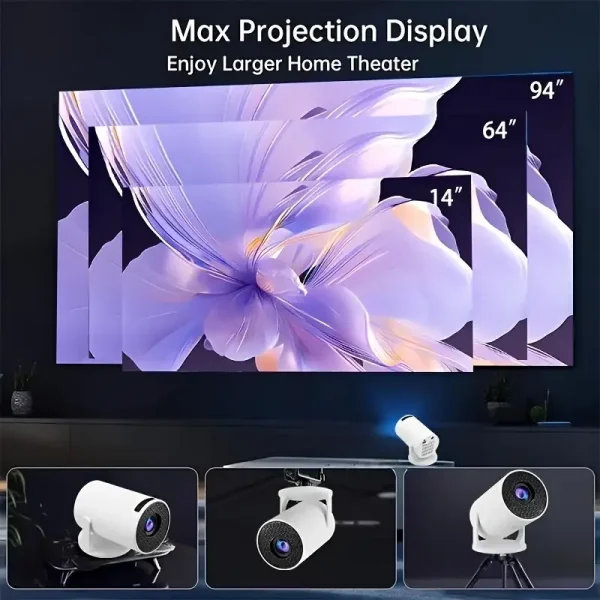 Portable M5 Smart Projector Native 720P Projector Video Resolution Automatic Keystone,Wired Screen,Glow Party Supplies 4