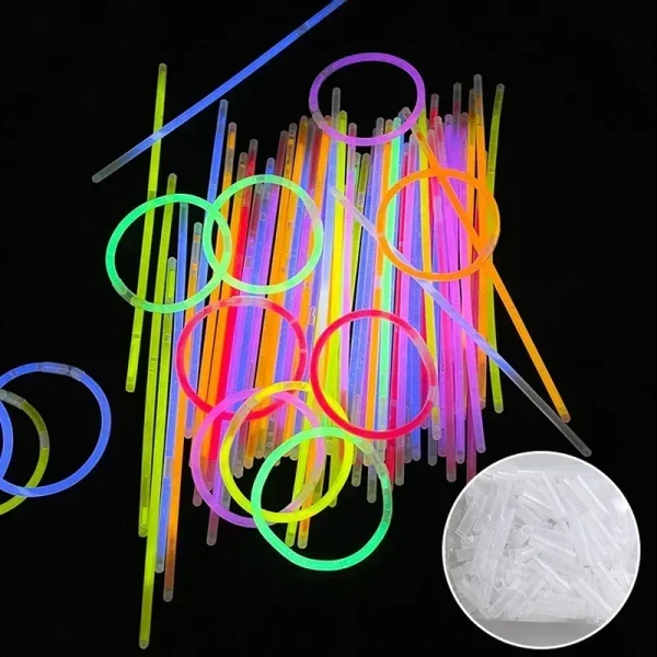 Long-Lasting Glow Stick Set 100pcs Neon Necklaces, Bracelets Event Decor Perfect for Weddings, Celebrations Festive Occasions 5