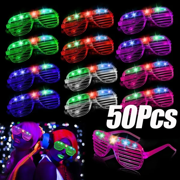10-50pcs LED Neon Glasses 6 Neon Colors Light Up Party Glasses Glow in the Dark For Kids Adults Birthday Gifts Toys Party Favors 1