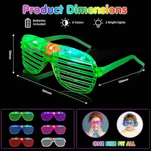 10-50pcs LED Neon Glasses 6 Neon Colors Light Up Party Glasses Glow in the Dark For Kids Adults Birthday Gifts Toys Party Favors 6