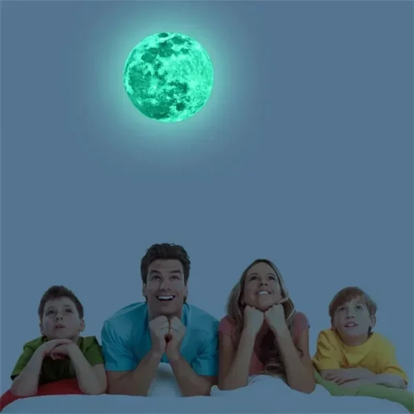 New Luminous Moon Sticker PVC Waterproof Green Blue Pink Glowing Moon Sticker Home Glow in The Dark Wall Decoration Stickers 2