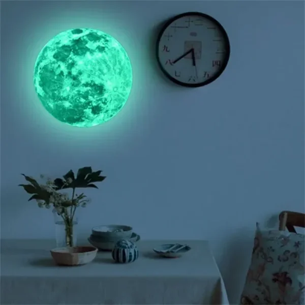 New Luminous Moon Sticker PVC Waterproof Green Blue Pink Glowing Moon Sticker Home Glow in The Dark Wall Decoration Stickers 3