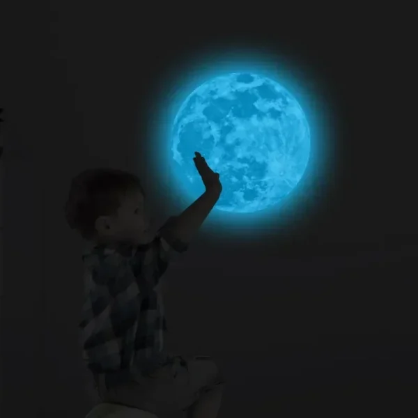 New Luminous Moon Sticker PVC Waterproof Green Blue Pink Glowing Moon Sticker Home Glow in The Dark Wall Decoration Stickers 5