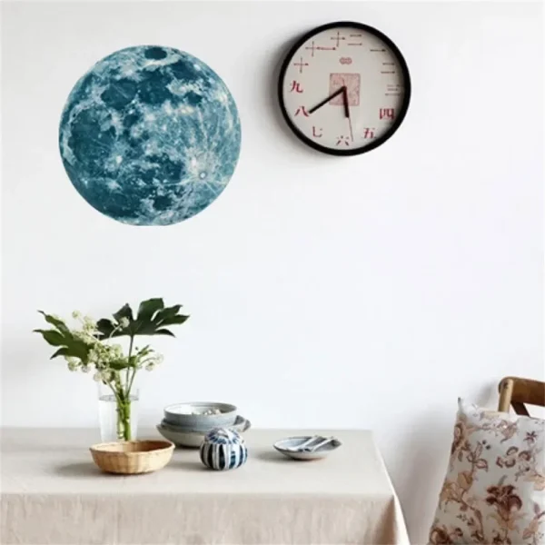 New Luminous Moon Sticker PVC Waterproof Green Blue Pink Glowing Moon Sticker Home Glow in The Dark Wall Decoration Stickers 6