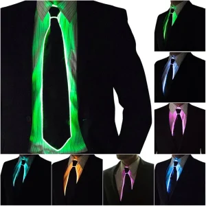 Men Glowing Tie EL Wire Neon LED Luminous Party Haloween Christmas Luminous Light Up Decoration DJ Bar Club Stage Prop Clothing 1