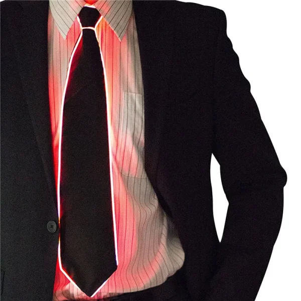 Men Glowing Tie EL Wire Neon LED Luminous Party Haloween Christmas Luminous Light Up Decoration DJ Bar Club Stage Prop Clothing 3