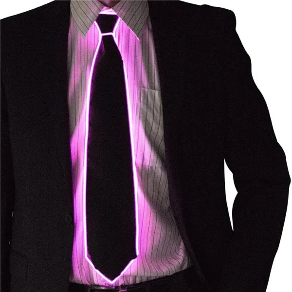 Men Glowing Tie EL Wire Neon LED Luminous Party Haloween Christmas Luminous Light Up Decoration DJ Bar Club Stage Prop Clothing 4