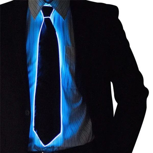 Men Glowing Tie EL Wire Neon LED Luminous Party Haloween Christmas Luminous Light Up Decoration DJ Bar Club Stage Prop Clothing 5