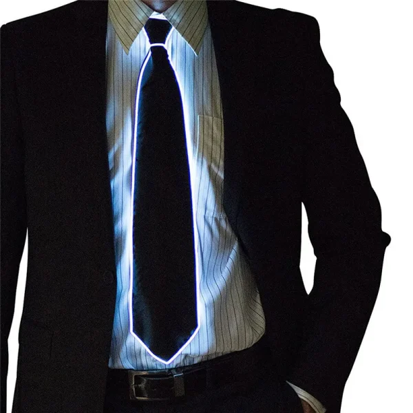 Men Glowing Tie EL Wire Neon LED Luminous Party Haloween Christmas Luminous Light Up Decoration DJ Bar Club Stage Prop Clothing 6