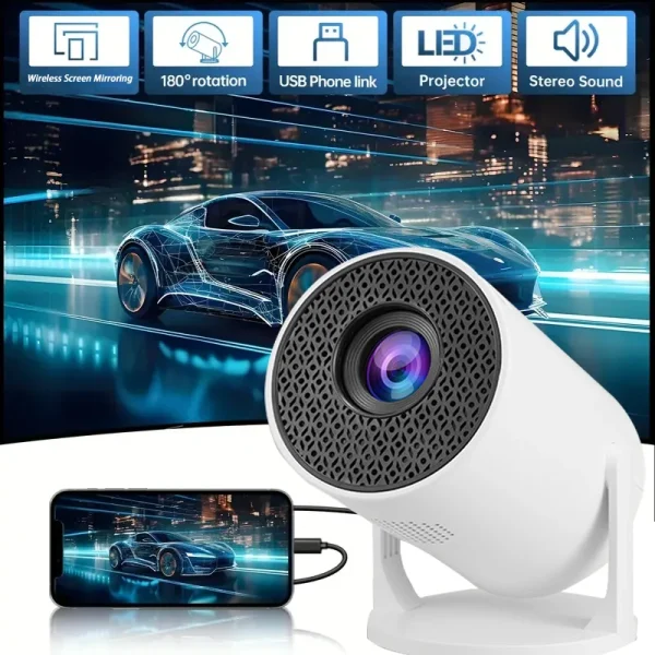 M5 Portable Smart Home Theater Projector , Wireless Screen Mirroring, USB Plug, Office Projector,Glow Party Supplies 1