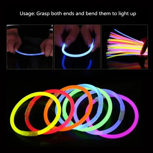 50/100pcs Light Glow Stick Party Supply Necklace Bracelets Wedding Bar Light Stick for Festive Concert Party Logo Printing 3