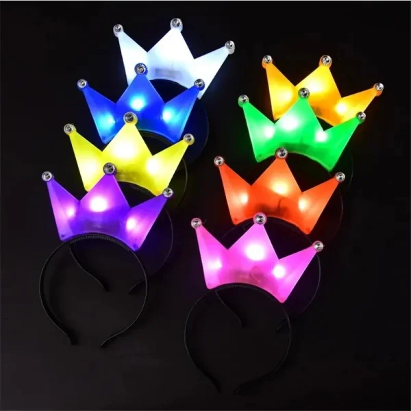 5/10/20pcs LED Crown Headband Light Up Crown Headbands Princess Crowns Hair Hoop Tiaras Flashing Hairband Wedding Party Supplies 1