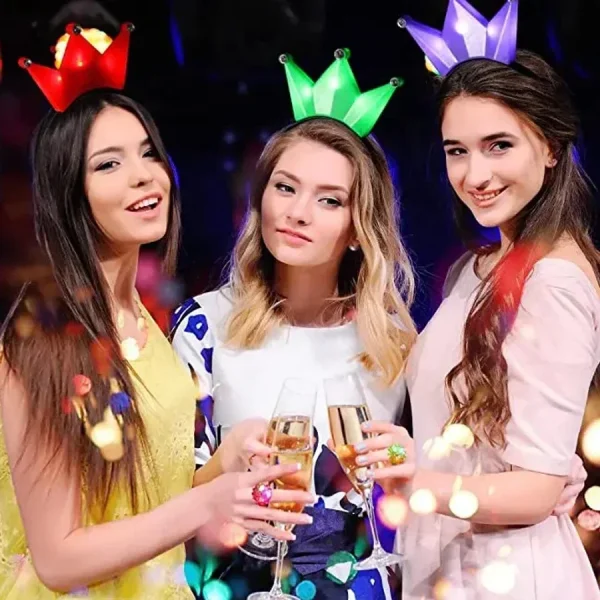 5/10/20pcs LED Crown Headband Light Up Crown Headbands Princess Crowns Hair Hoop Tiaras Flashing Hairband Wedding Party Supplies 5