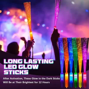 12/24/48Pcs Glow Fiber Wands Sticks LED Flashing Stick Light up Stick Colorful Fiber Optic Wands For Wedding Glow Party Favors 1
