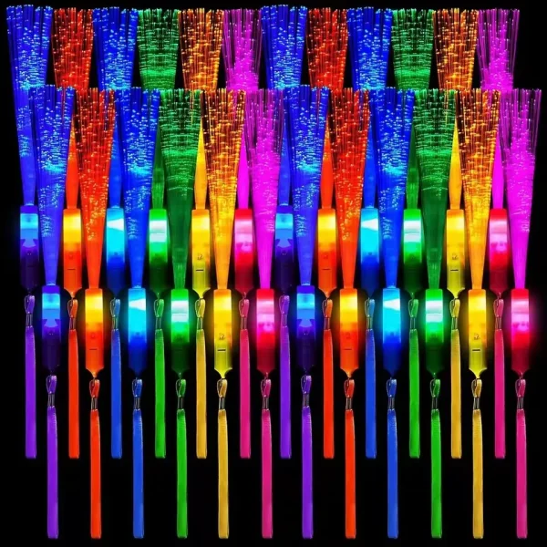 12/24/48Pcs Glow Fiber Wands Sticks LED Flashing Stick Light up Stick Colorful Fiber Optic Wands For Wedding Glow Party Favors 2
