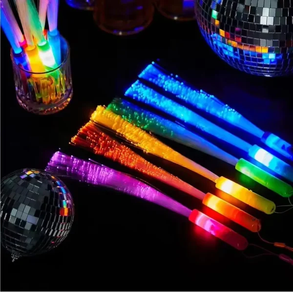 12/24/48Pcs Glow Fiber Wands Sticks LED Flashing Stick Light up Stick Colorful Fiber Optic Wands For Wedding Glow Party Favors 3
