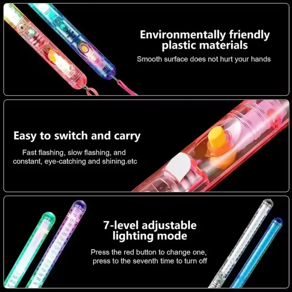 12/24/48Pcs Glow Fiber Wands Sticks LED Flashing Stick Light up Stick Colorful Fiber Optic Wands For Wedding Glow Party Favors 5