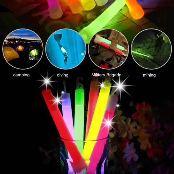 1/5/10PCS Fluorescence Glow Stick Military Glow Light Sticks with Hook Outdoor Emergency Glow In The Dark Party Light Sticks 6