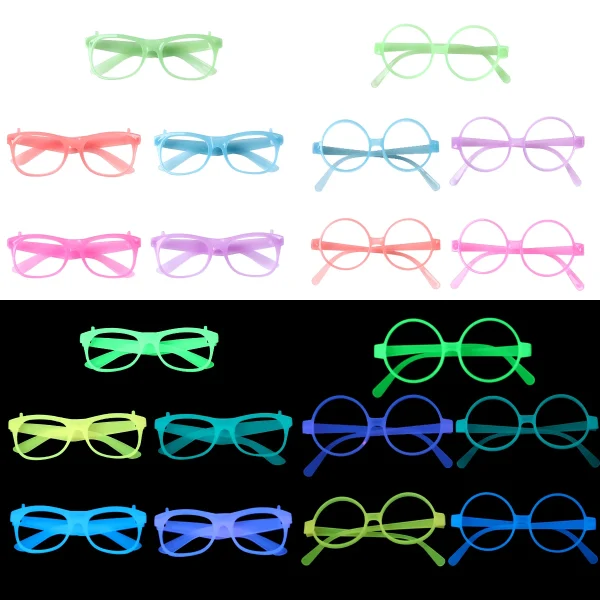 5Pcs Light Up LED Glasses Colors Glow Glasses Glow in The Dark Birthday Party Supplies Neon Party Favors for Kids Adults 6
