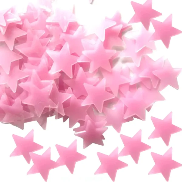 100pcs 3D Glowing Stars Wall Sticker Removable Wall Decals Glow Color Luminous Fluorescent Stickers For Kids Bedroom Rooms Decor 2