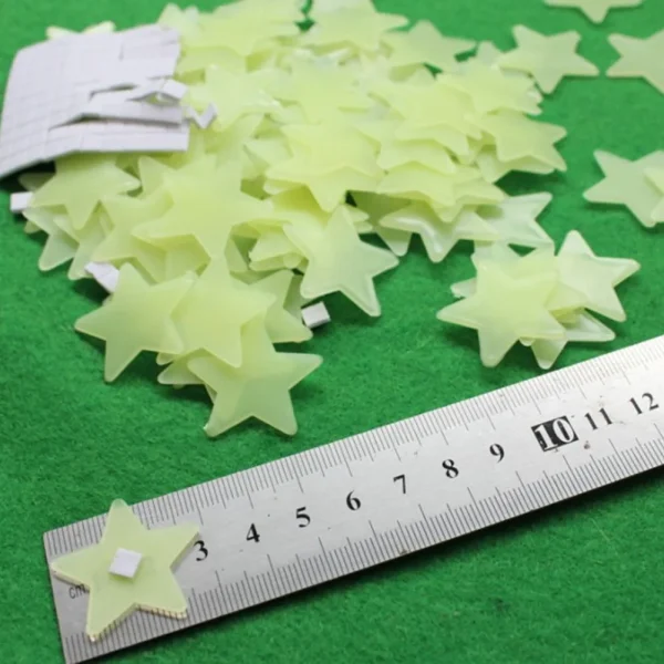 100pcs 3D Glowing Stars Wall Sticker Removable Wall Decals Glow Color Luminous Fluorescent Stickers For Kids Bedroom Rooms Decor 3