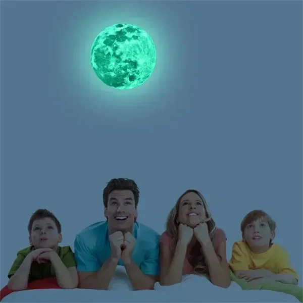 5-40cm Luminous Moon Sticker PVC Waterproof Green Blue Pink Glowing Moon Sticker Home Glow in The Dark Wall Decoration Stickers 2