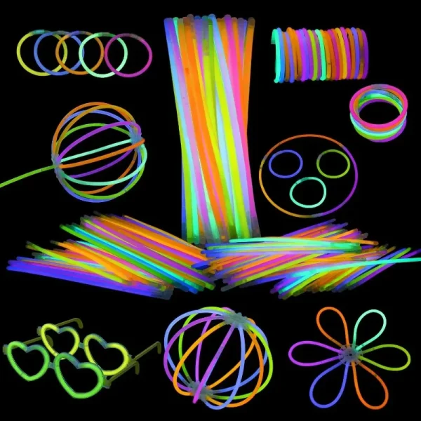 100pcs Luminous Colorful Glow Sticks Glowing Fluorescence Dark DIY Bracelet Necklace Glowstick Birthday Wedding Party Decor 2