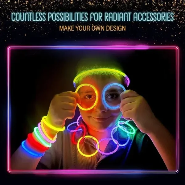 100pcs Luminous Colorful Glow Sticks Glowing Fluorescence Dark DIY Bracelet Necklace Glowstick Birthday Wedding Party Decor 5