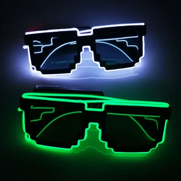 Eyeglass Cosplay Decorations Glowing Bar Supplies Glowing Sunglasses Mosaic Glasses LED Luminous Glasses Led Light up Glasses 3