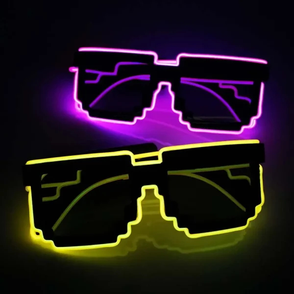 Eyeglass Cosplay Decorations Glowing Bar Supplies Glowing Sunglasses Mosaic Glasses LED Luminous Glasses Led Light up Glasses 4
