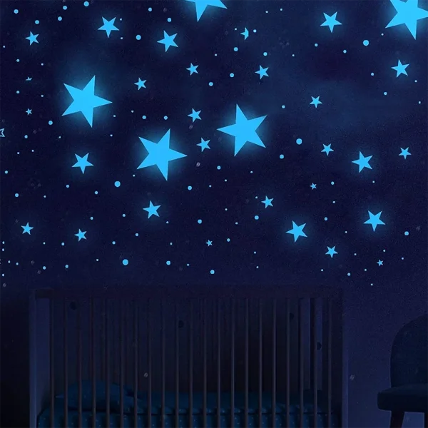 100pcs Glow in The Dark 3D Stars Wall Stickers Fluorescent Adhesive Luminous Stickers Kids Baby Room Bedroom Ceiling Home Decor 5