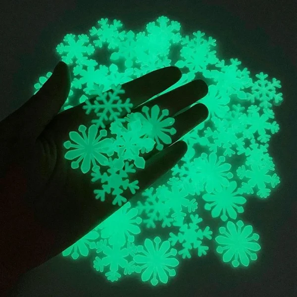 Vivid Snowflakes Glow Stickers Luminous In Dark Fluorescent Pvc Wall Art Xmas Birthday Party Home Decoration Diy Window Decals 1