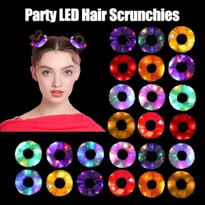 5-50Pcs LED Hair Scrunchie Light Up Hair Scrunchy for Women Satin Elastic Hairband Christmas Glow in the Dark Party Supplies 1