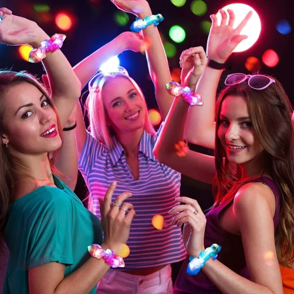 5-50Pcs LED Hair Scrunchie Light Up Hair Scrunchy for Women Satin Elastic Hairband Christmas Glow in the Dark Party Supplies 2