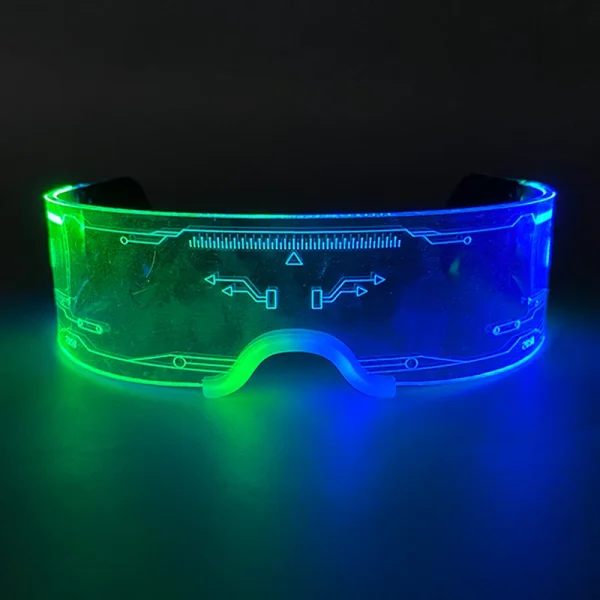 New Acrylic Luminous Glowing Cyberpunk Glasses LED Light Up Halloween Party Skull Glasses Bar Club Props Neon Glasses Supplies 1