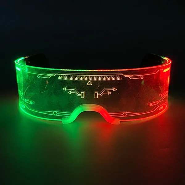 New Acrylic Luminous Glowing Cyberpunk Glasses LED Light Up Halloween Party Skull Glasses Bar Club Props Neon Glasses Supplies 2
