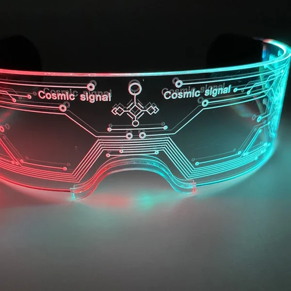 New Acrylic Luminous Glowing Cyberpunk Glasses LED Light Up Halloween Party Skull Glasses Bar Club Props Neon Glasses Supplies 3