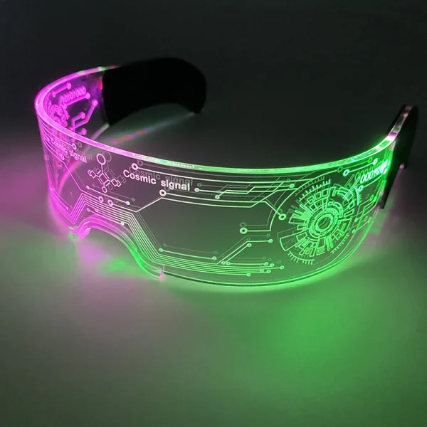 New Acrylic Luminous Glowing Cyberpunk Glasses LED Light Up Halloween Party Skull Glasses Bar Club Props Neon Glasses Supplies 4