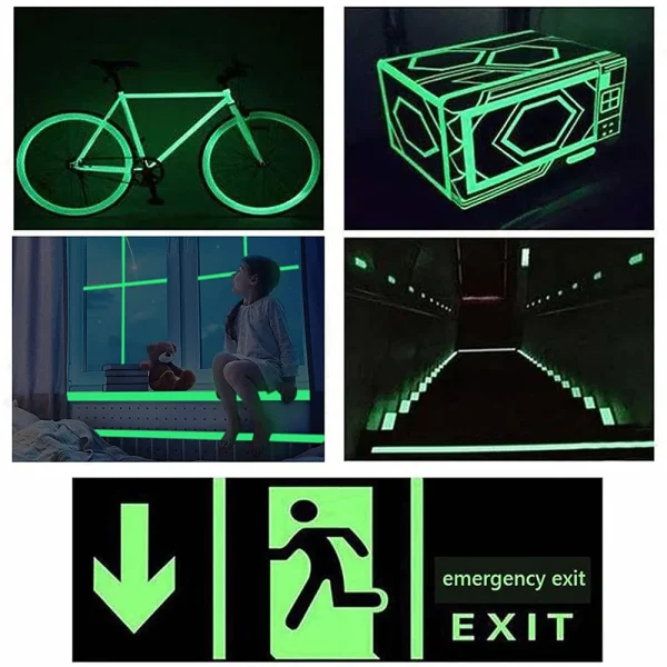 Self-adhesive Luminous Tape Glow In The Dark Tape Emergency Logo In The Dark Afety Stage Stickers Home Party Supplies Decor Warn 6