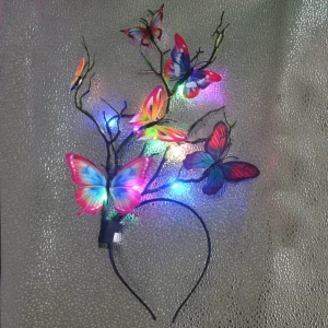 Event Flashing Light Up Deer Antler Butterfly Crown Headbands Long Branches Goddess Photo Shoot  Glow Party Supplies 1