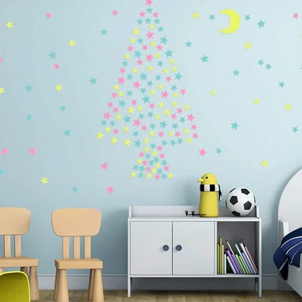 100/50/3pcs Glow in The Dark 3D Stars Moon Wall Stickers Luminous Stickers Kids Baby Room Bedroom Ceiling Home Decor Glow Star 5