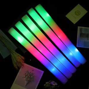 12/15/30/60Pcs RGB LED Glow Foam Stick Bulk Colorful LED Cheer Tube Dark Glow Sticks  Light Birthday Wedding Party Supplies 1