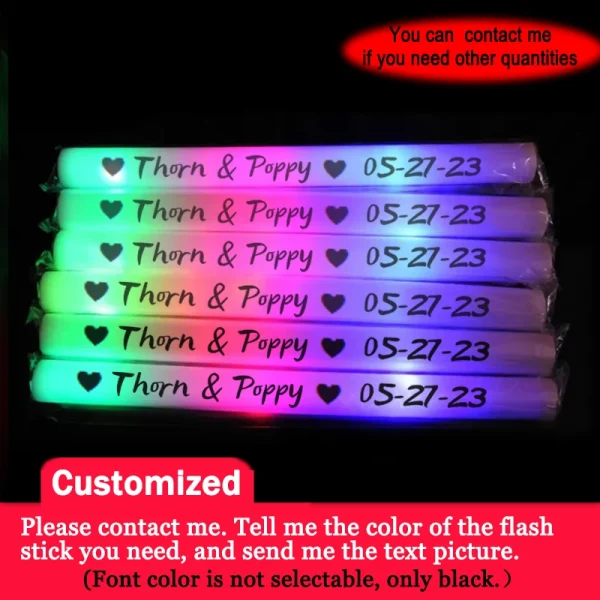 12/15/30/60Pcs RGB LED Glow Foam Stick Bulk Colorful LED Cheer Tube Dark Glow Sticks  Light Birthday Wedding Party Supplies 2
