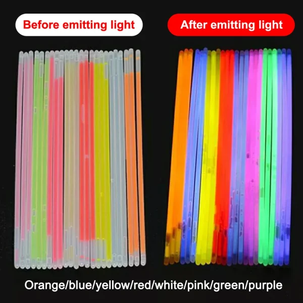 2024 New 100Pcs Party Fluorescence Light Glow Sticks Bracelets Necklaces Neon For Wedding Party Colorful Glow Stick Gifts 2
