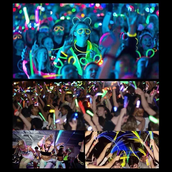 2024 New 100Pcs Party Fluorescence Light Glow Sticks Bracelets Necklaces Neon For Wedding Party Colorful Glow Stick Gifts 6