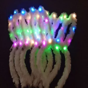12pcs  Women Girls LED Bunny Ears Hairband Easter Light Up Headbands  Halloween Glow Party Supplies Wedding Festival 1