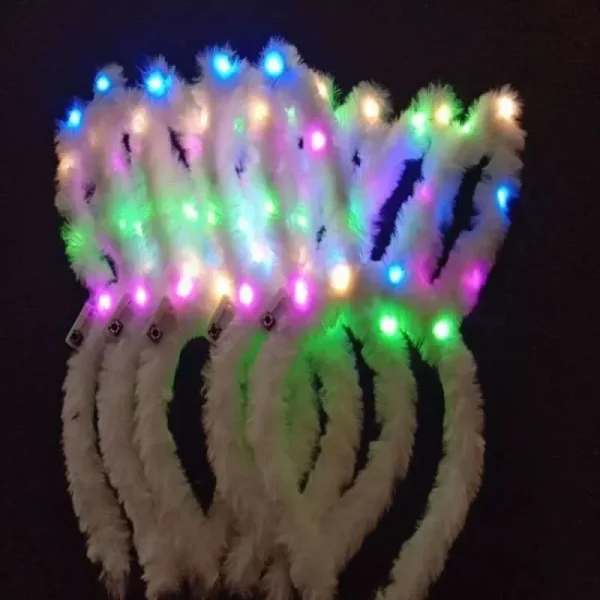 12pcs  Women Girls LED Bunny Ears Hairband Easter Light Up Headbands  Halloween Glow Party Supplies Wedding Festival 1