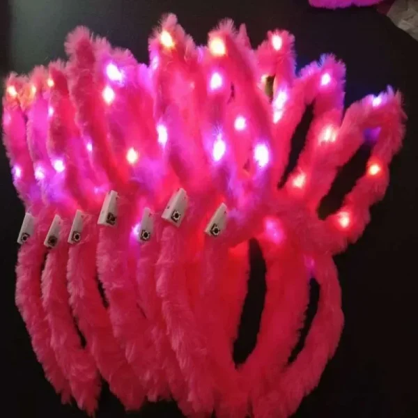 12pcs  Women Girls LED Bunny Ears Hairband Easter Light Up Headbands  Halloween Glow Party Supplies Wedding Festival 3